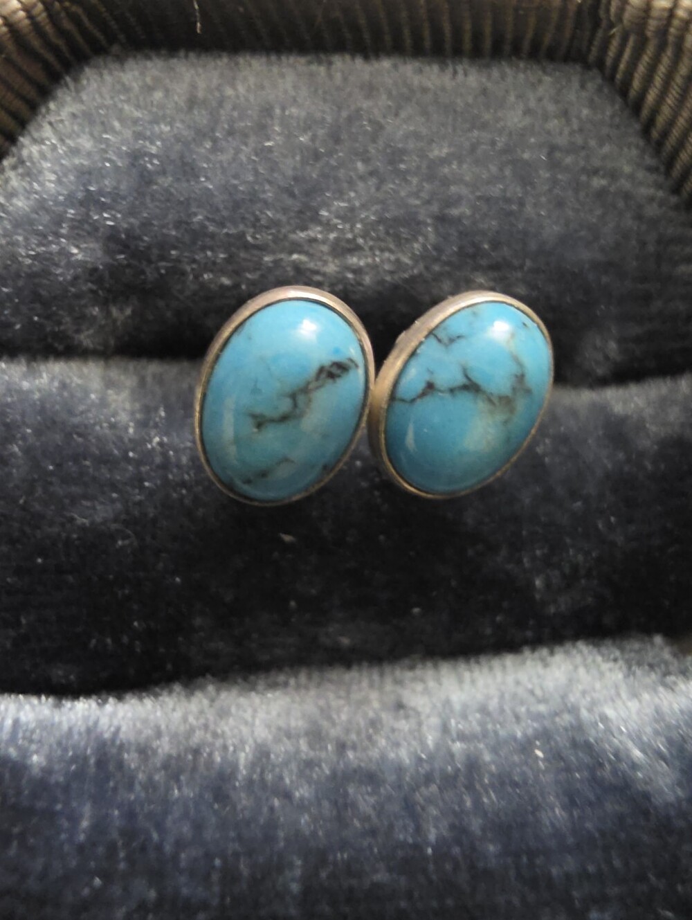 925 Silver Mexico Turquoise Stud Earrings (Vintage)